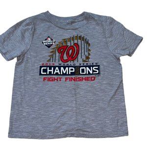 Washington Nationals World Series Champions Gray Kids Unisex T-Shirt Sz 5/6